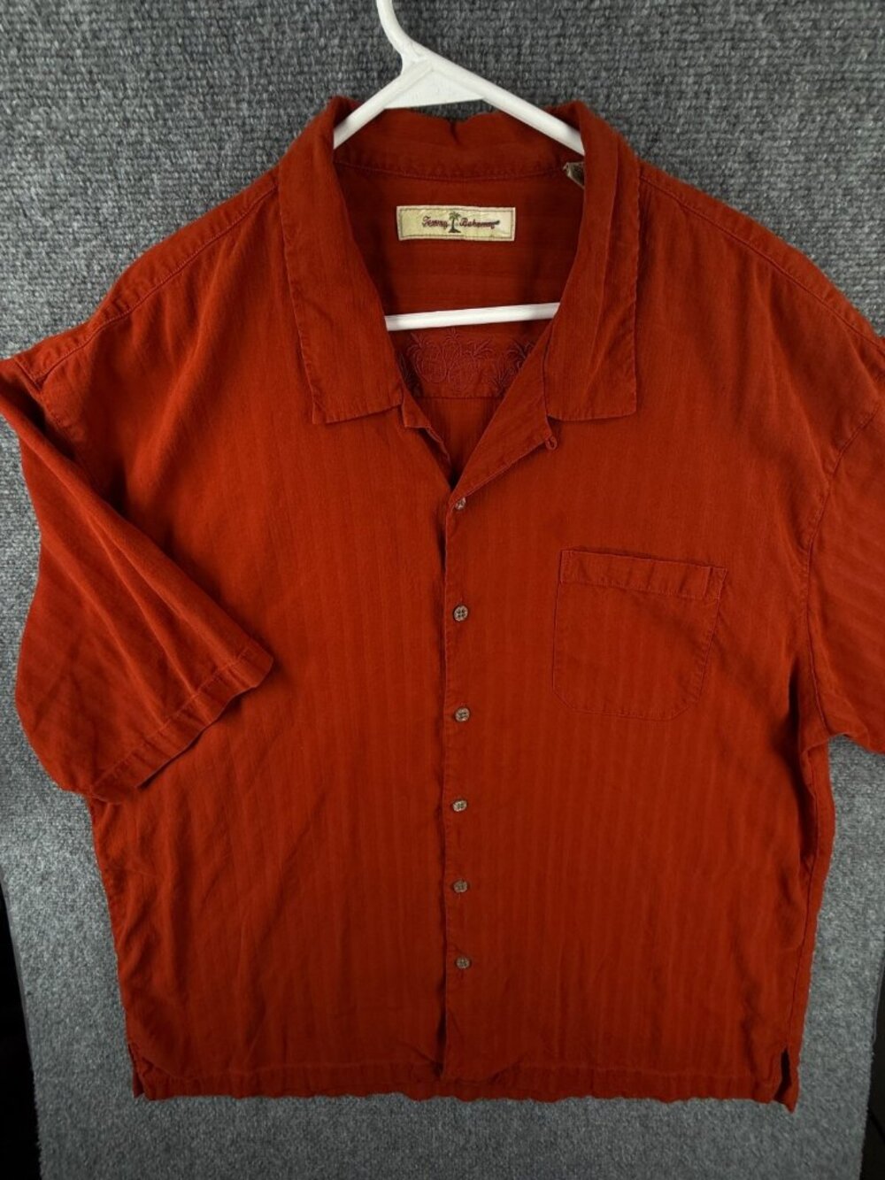 Tommy Bahama Short Sleeve Button Up Shirt Men Silk Hawaii Orange Striped 2XL